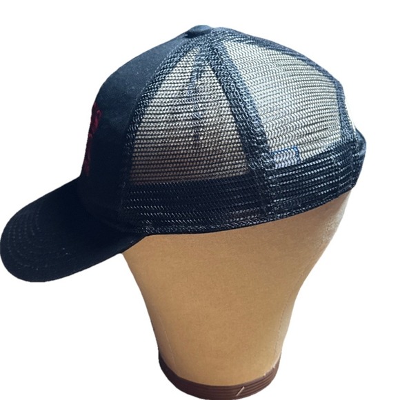 Angus Barn NC Mesh Adjustable Baseball Cap Black With Red Embroidered Letters - Picture 2 of 8